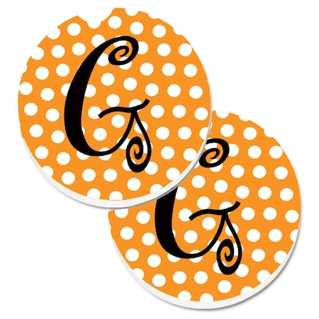 Carolines Treasures Monogram Initial G Orange Polkadots  Cup Holder Car Coaster, PK2 CJ1033-GCARC